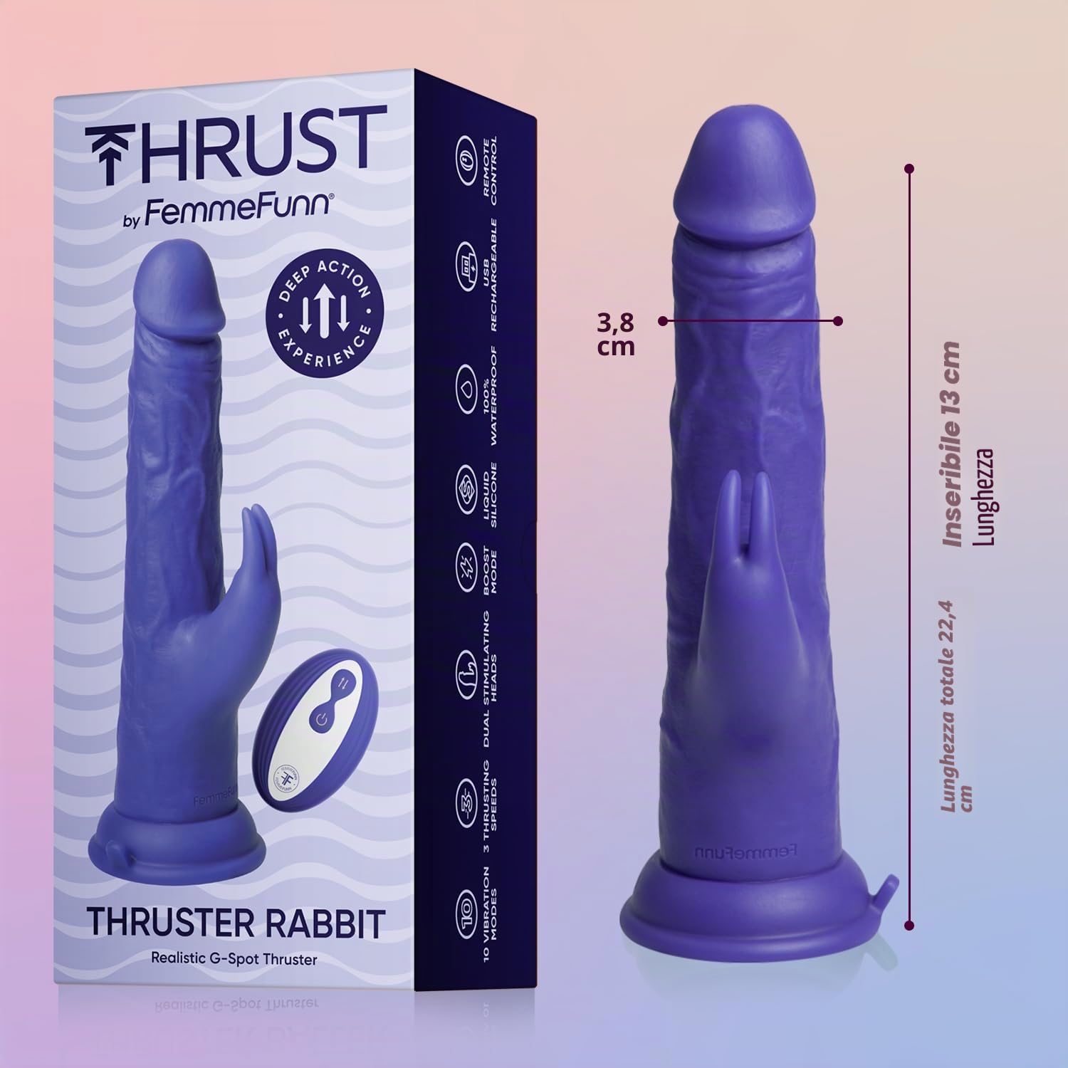 Femmefunn Thruster Vibratori rabbit Dark Purple 22,3 cm
