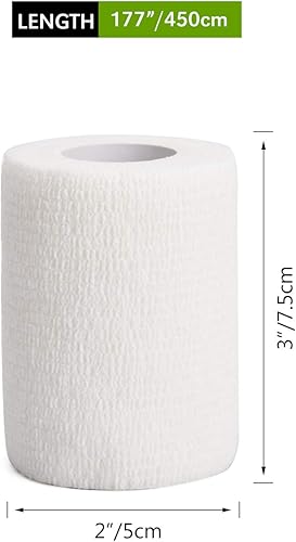 Miniatura 7 de TOBWOLF 12 vendajes autoadherentes, 3 x 5 yardas, rollo de gasa elástico cohesivo, cinta deportiva transpirable, envoltura médica para muñeca,