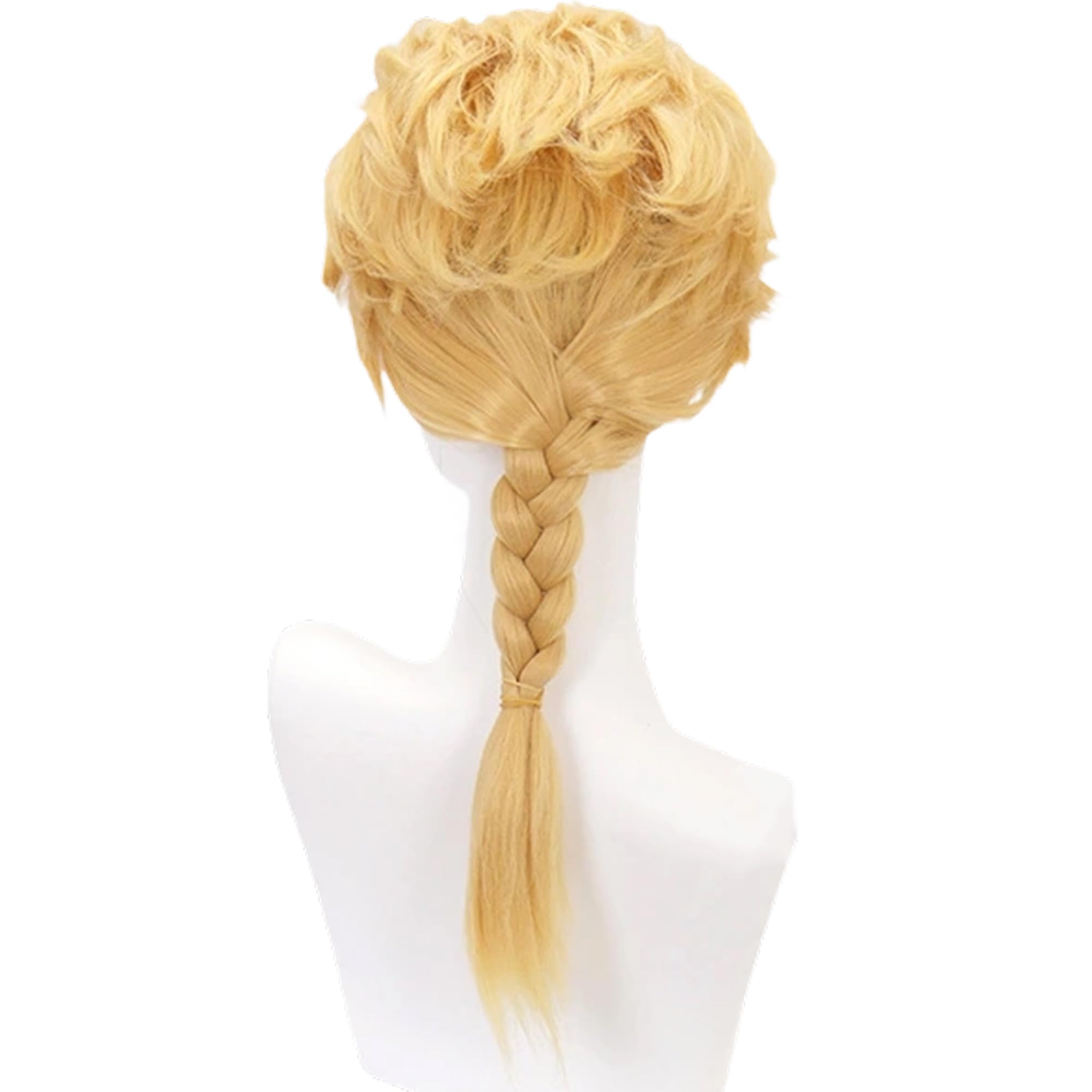 Gold Yellow Curly Long with Pigtail Braids Wig for Adult Women Men Halloween Comic Con Cos Replacemnt Wigs Heat Resistant Costume Hairs - Image 4
