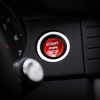 Red Ignition Starter Switch Sticker for Land Rover Discovery Sport for Range Rover Evoque Velar Start Stop Engine Button Cover Genuine Carbon Fiber Material - for Concave Button