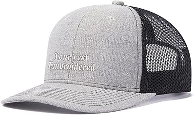 Custom Embroidered 112 Hats for Men Design Your Own Personalized Text Mesh Trucker Hat Unisex Sun Cap for Grandpa Gift Grey Black
