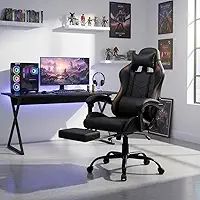 Cadeira Gamer BlackMamba Ergonômica com Inclinação e Apoio para Pernas Preta