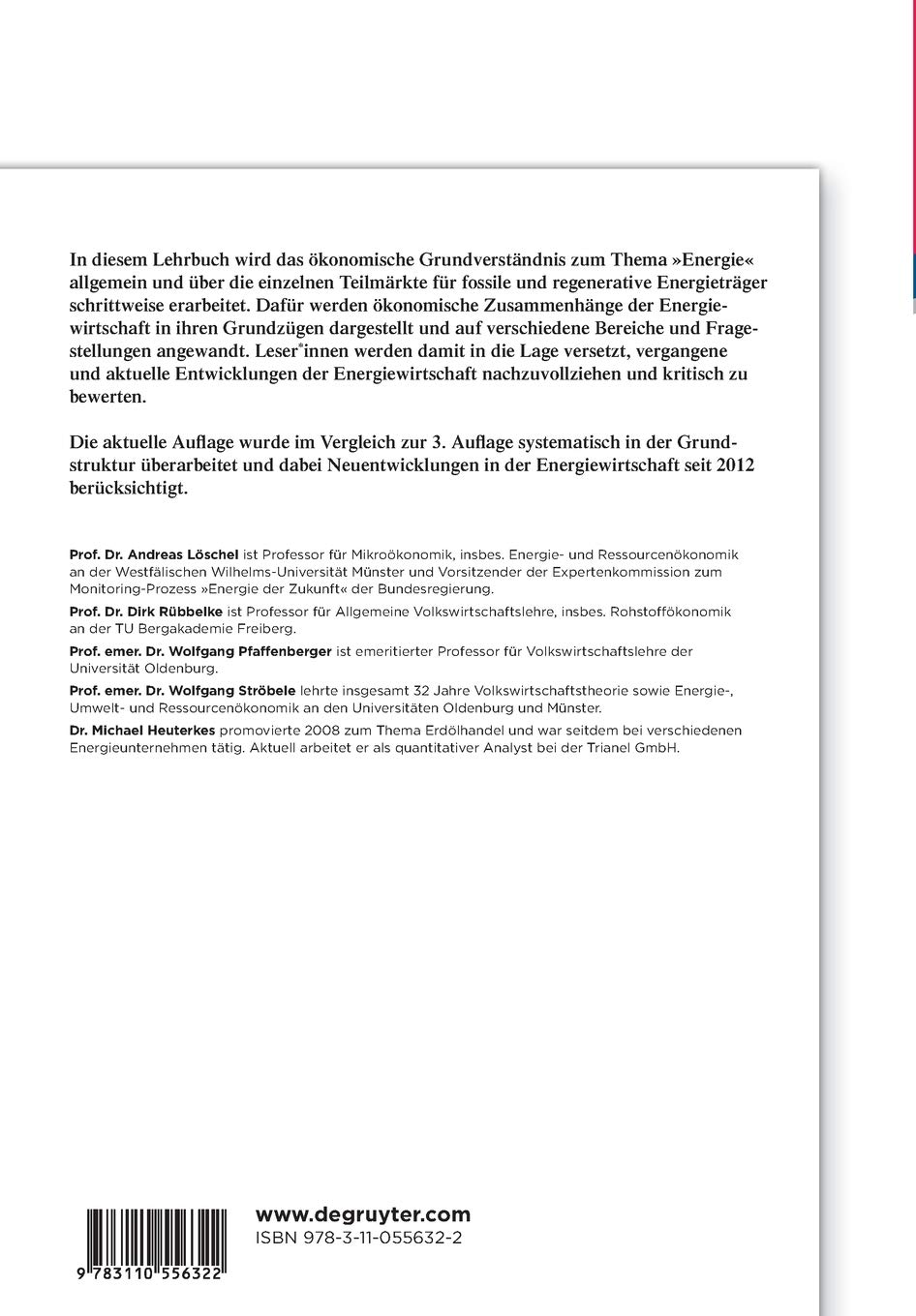 Energiewirtschaft: Einführung in Theorie und Politik (De Gruyter Studium)