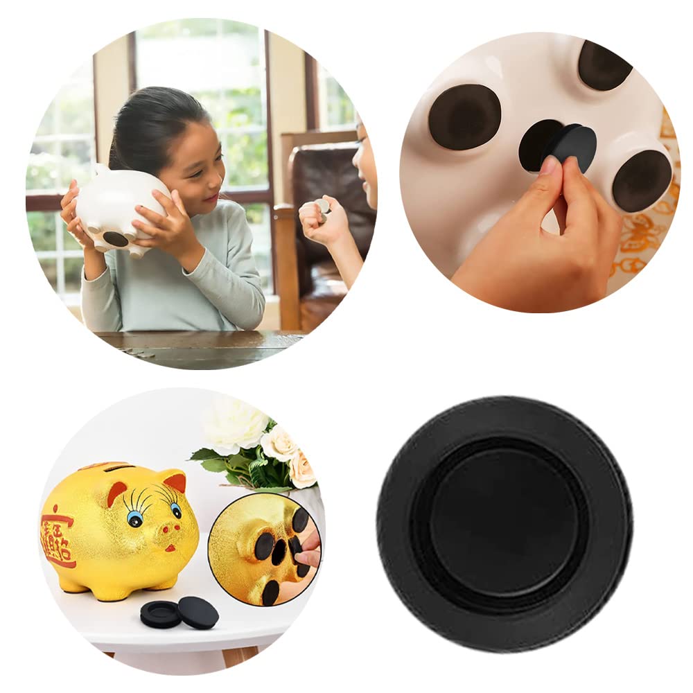 Tappi Di Gomma Per Salvadanaio - 20 Pezzi Nero - Chiusura Per Scatole E Barattoli