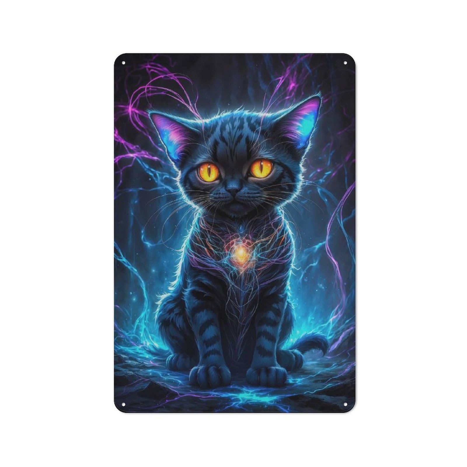 Neon Galaxy Kitten Retro Metal Wall Decor 30x20cm, Vintage Metal Sign for Cafe, Pub, Workshop Or Home Bar