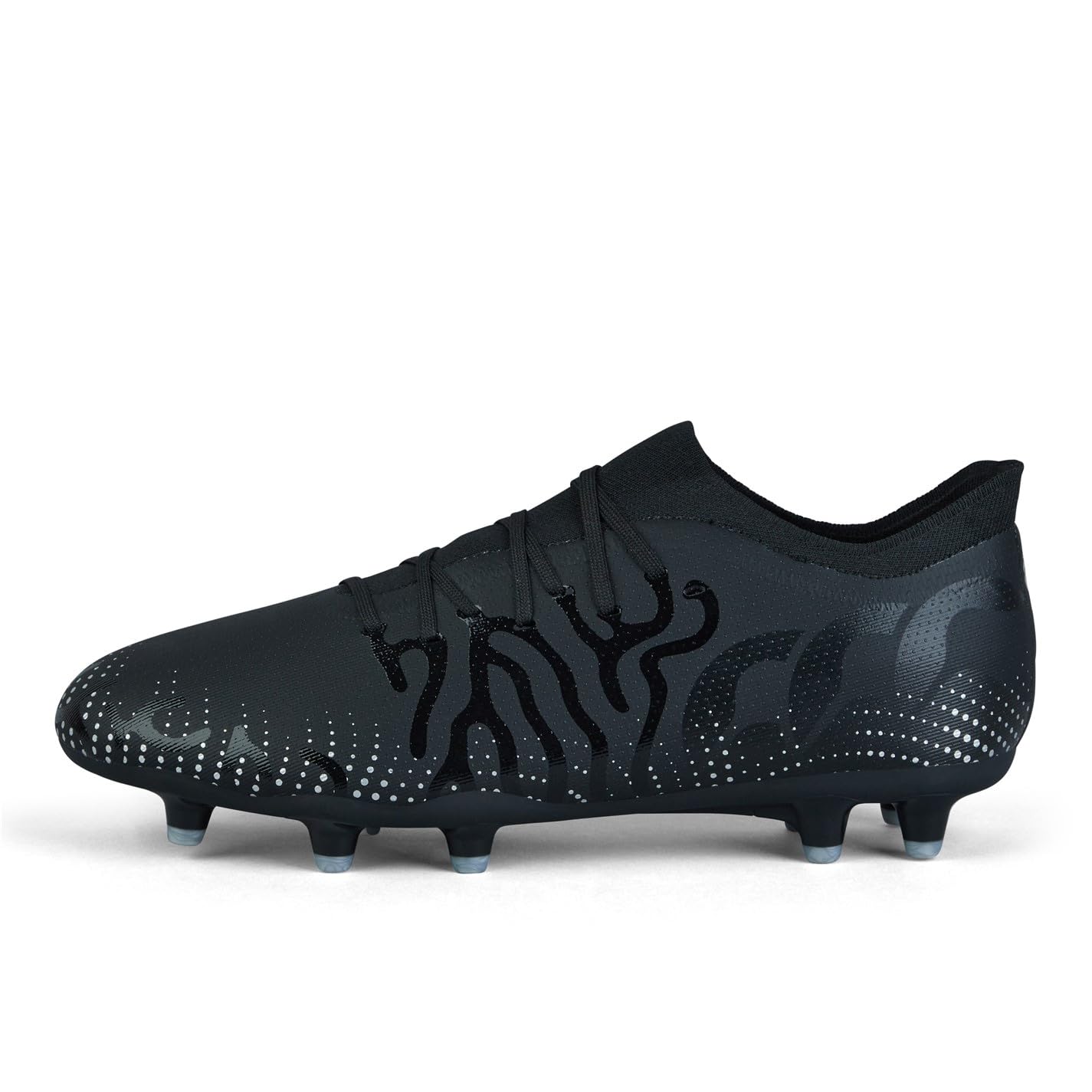 Canterbury Speed Infinite Pro Firm Ground Rugby Boots | Lightweight Design | Breathable | Grip Texture, Botas Unisex Adulto, Negro/Metálico Plateado, 40.5 EU