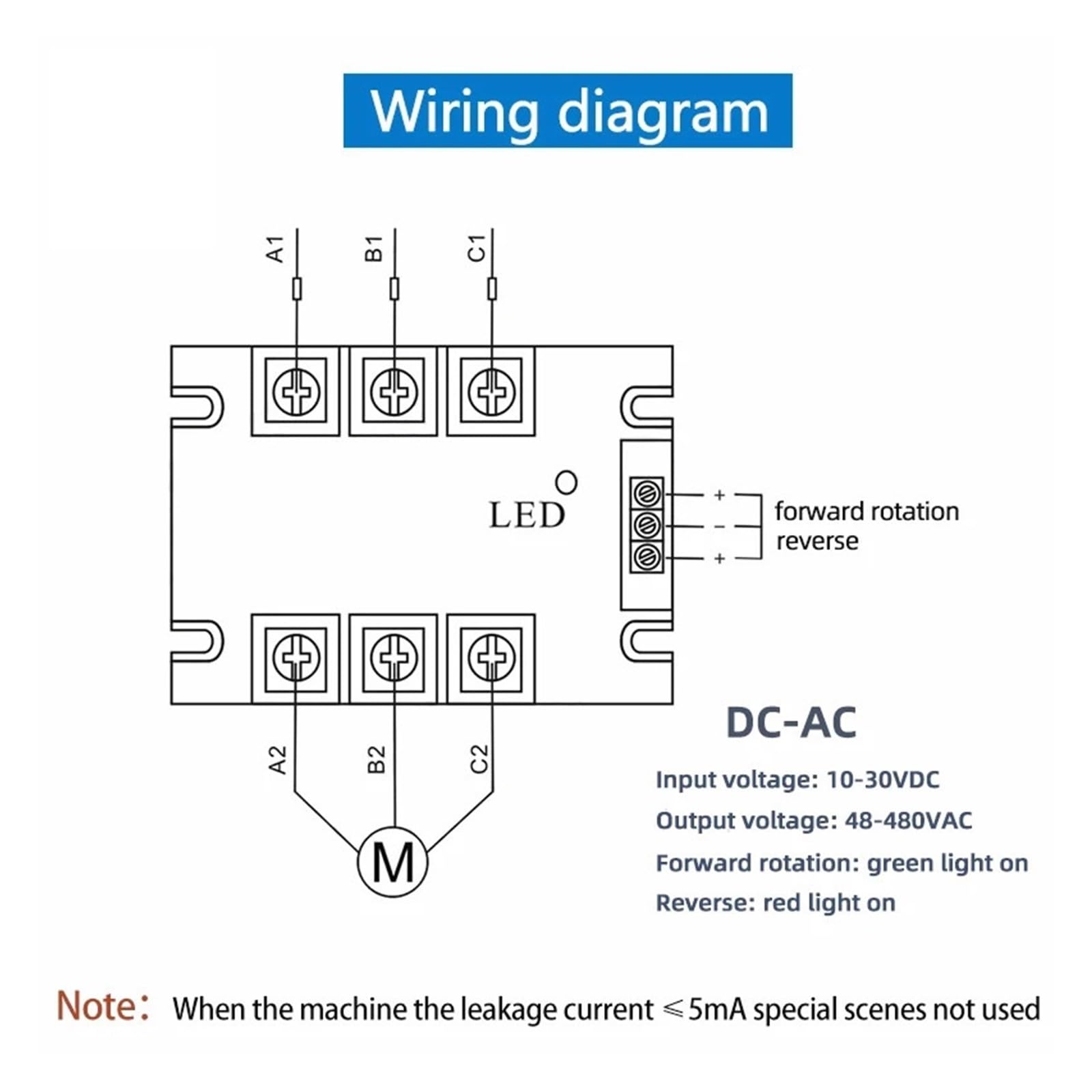 Relé trifásico de Estado sólido, Control Directo e inverso, estátor Motor CC 10A 25A 40A 60A 80A 10-30VDC 40-480VAC DA(80A)