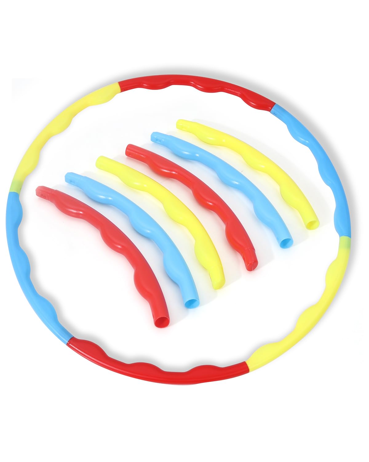 Play Nation Premium Hoop N Loop Detachable Hula Hoop | 6 Interlockable Piece | Indoor & Outdoor Play Equipment for Kids| Birthday Gift | BIS Certified |Multicolor | 4+ Years (Red & Blue)