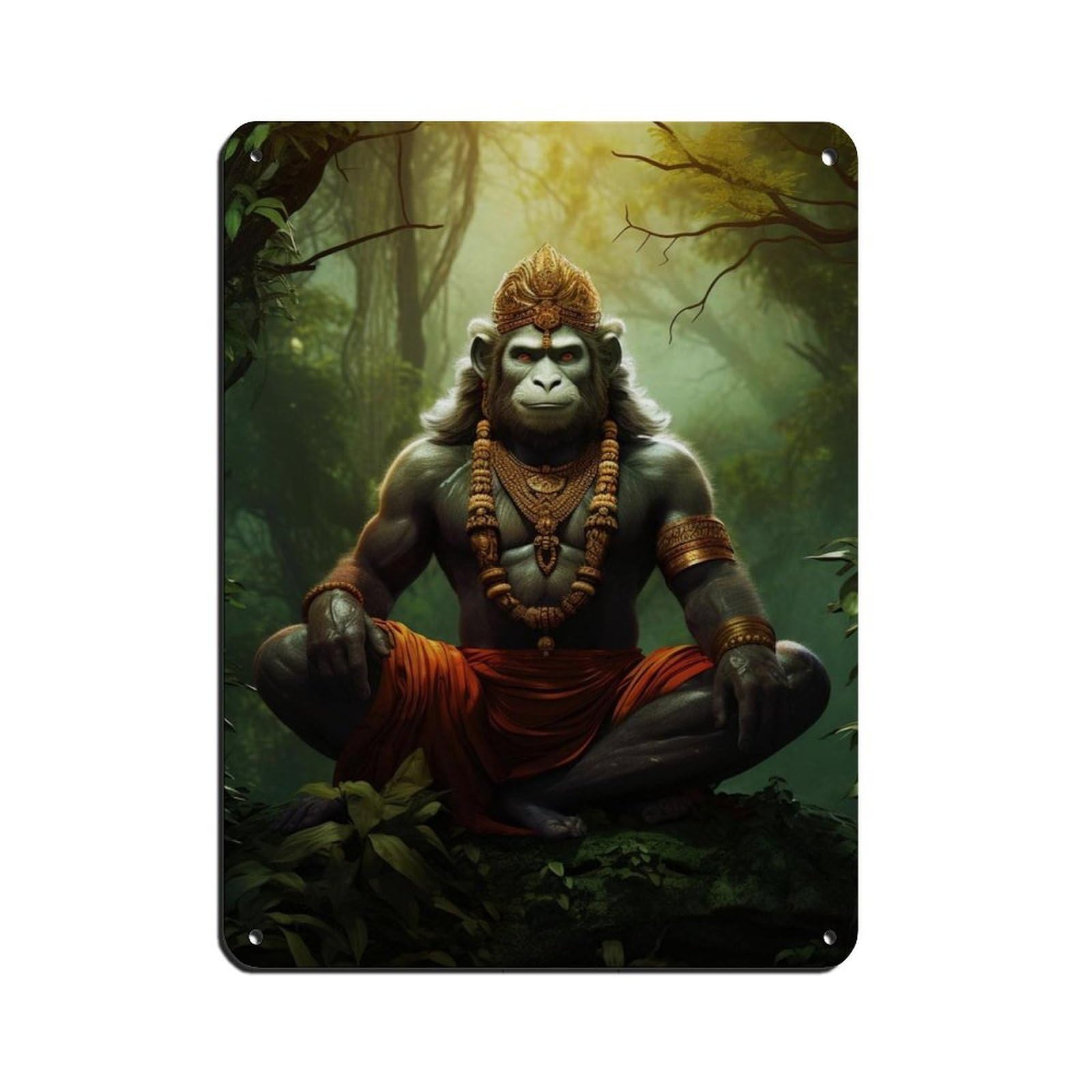 Hanuman Art-Hindu Art Tin Sign Vintage Metal Pub Club Cafe Bar Home Wall Art Decoration Poster Retro 12x16inch(30x40cm)