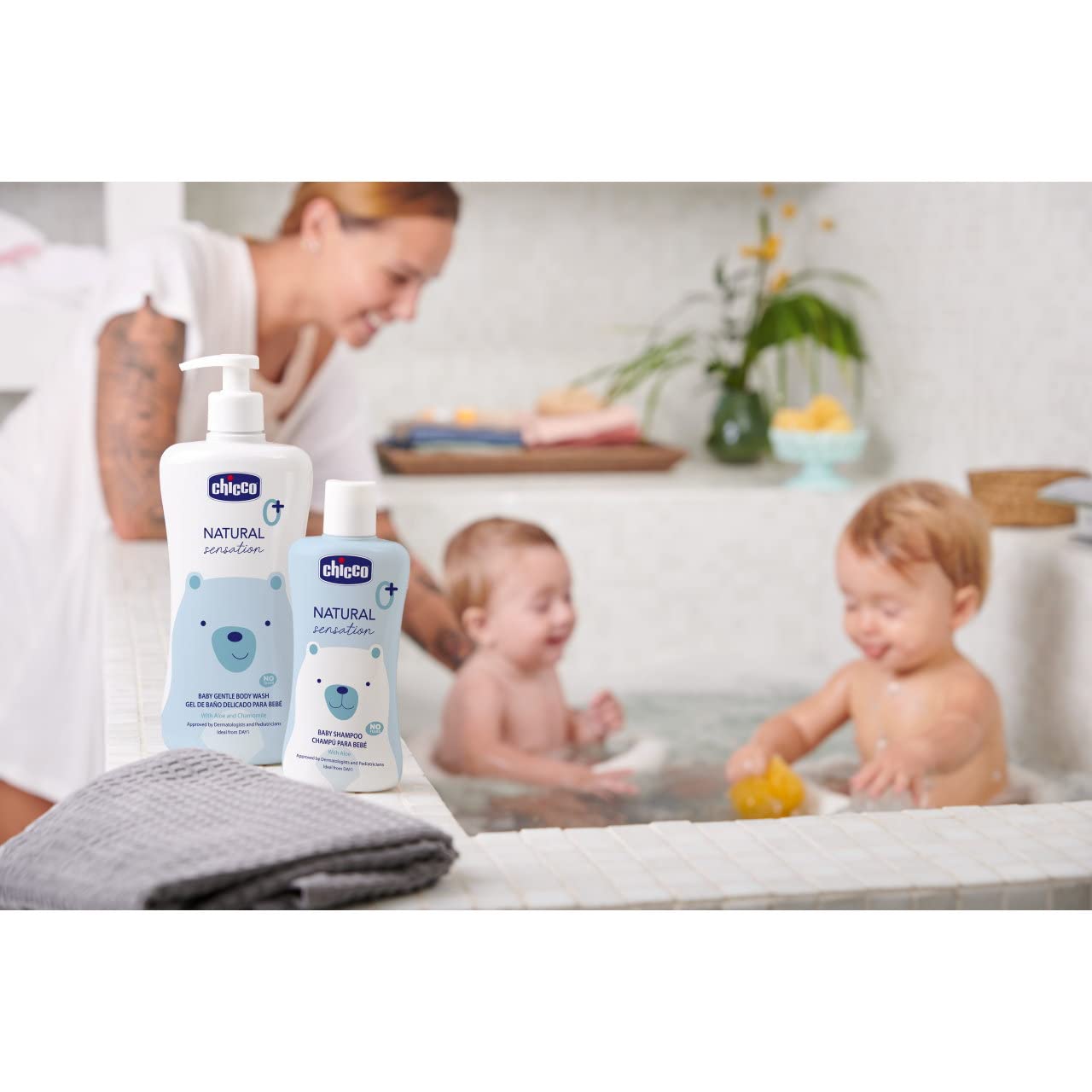 Chicco Naturalny żel do kąpieli Sensation, kosmetyki dla niemowląt i noworodków 0 + miesięcy, naturalne składniki, czysta skóra i ciało dziecka, Zrównoważony pojemnik, 200 ml