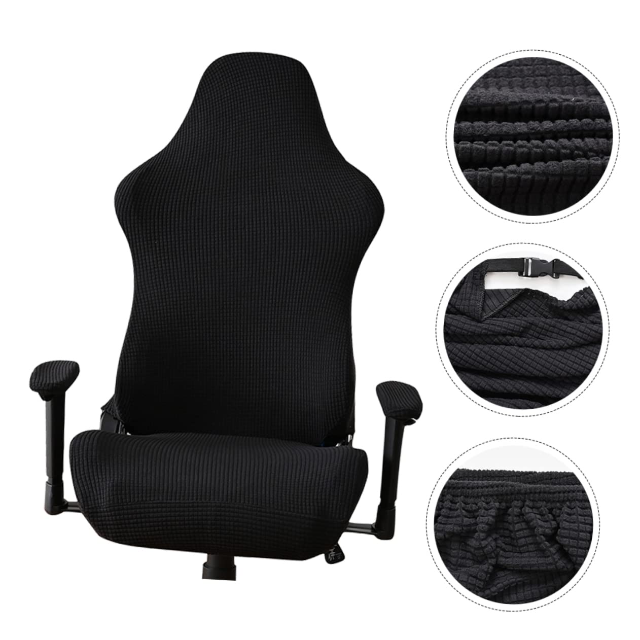 Housse de Chaise de Jeu Extensible en Polaire, Lot 1, Noir