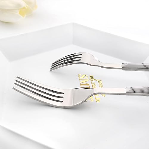 Miniatura 5 de Snplowum 20 piezas (4 juegos) de acero inoxidable plateado con mango de mármol blanco, cubiertos de boda y uso diario, cubiertos para el hogar,