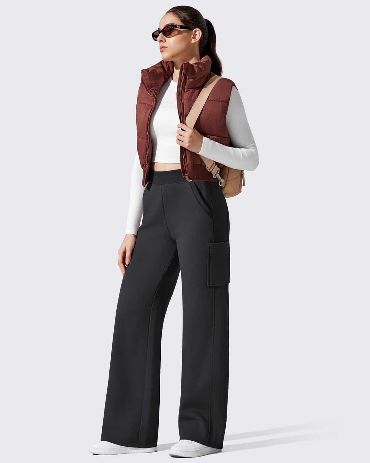 G4Free Flurrylux Fleece Lined Pants Women Cotton Wide Leg Cargo Sweatpants Casual Winter Clothing - Image 5