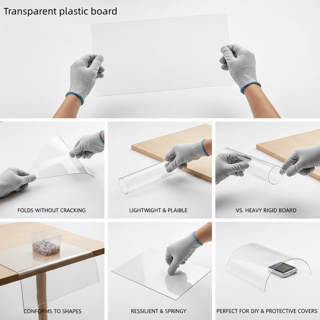 Clear PET Rigid Plastic Sheets, 0.5mm, high Clarity & Impact Resistant. for Model Making, Display Cases, DIY Crafts, Packaging. 12 Sizes from 4x6 to 24x36 inches. (5, 18in×24in-0.5mm Thick)