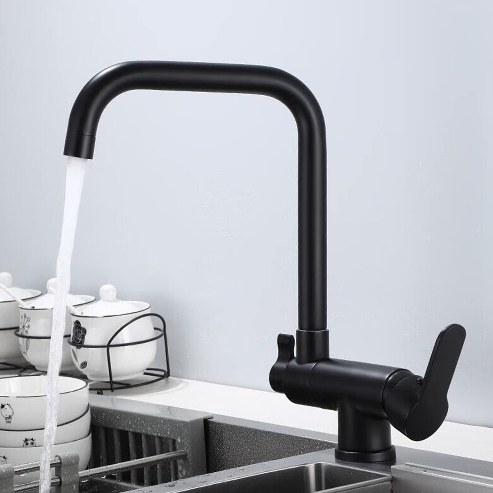 Grifo de Cocina 3 Vías Ósmosis Plegable de Latón Giratoria Multifunción Grifo 3 Vias Cocina-Negro