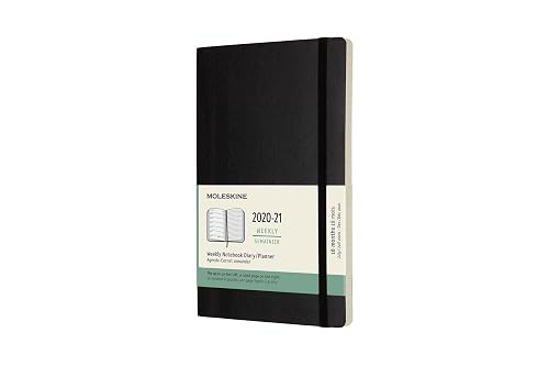 Moleskine - 18-Monats Wochenplaner/Terminplaner, Terminkalender 2020/2021, Wochennotizbuch mit Softcover und elastischem Verschluss, Format Large/A5 13 x 21 cm, Farbe Schwarz, 208 Seiten