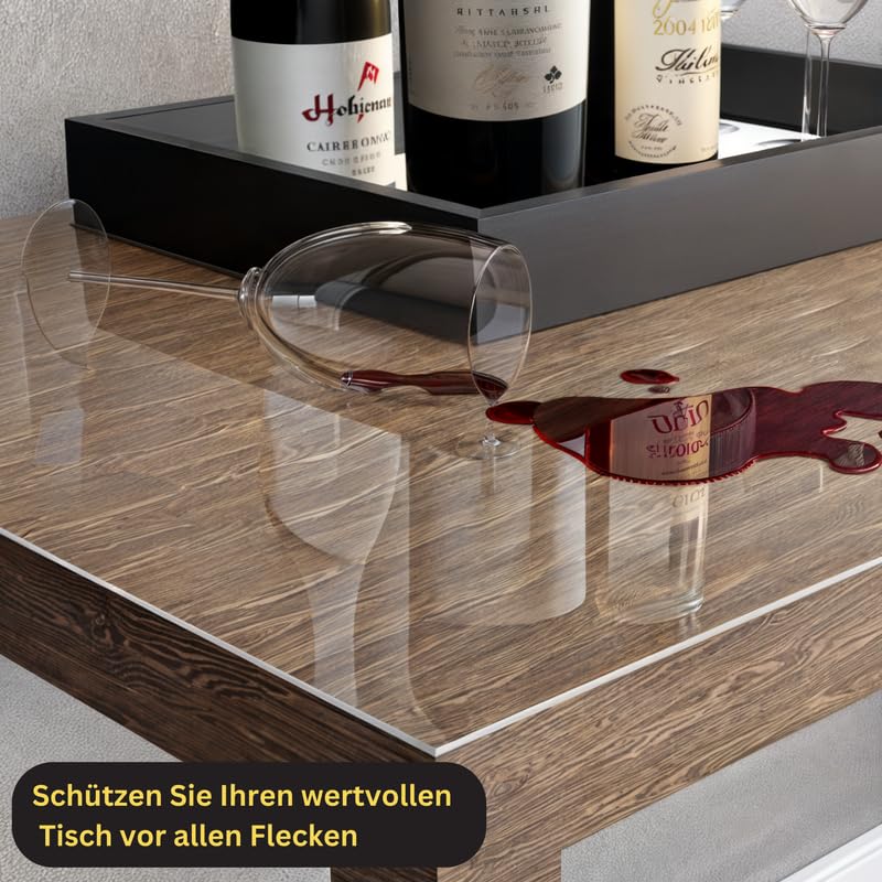 Film de Protection de Table Transparent de 2 mm avec Bords biseautés - Différentes Tailles/Dimensions au Choix - Film de Protection de Table Transparent en PVC (Largeur 70 x Longueur 110)