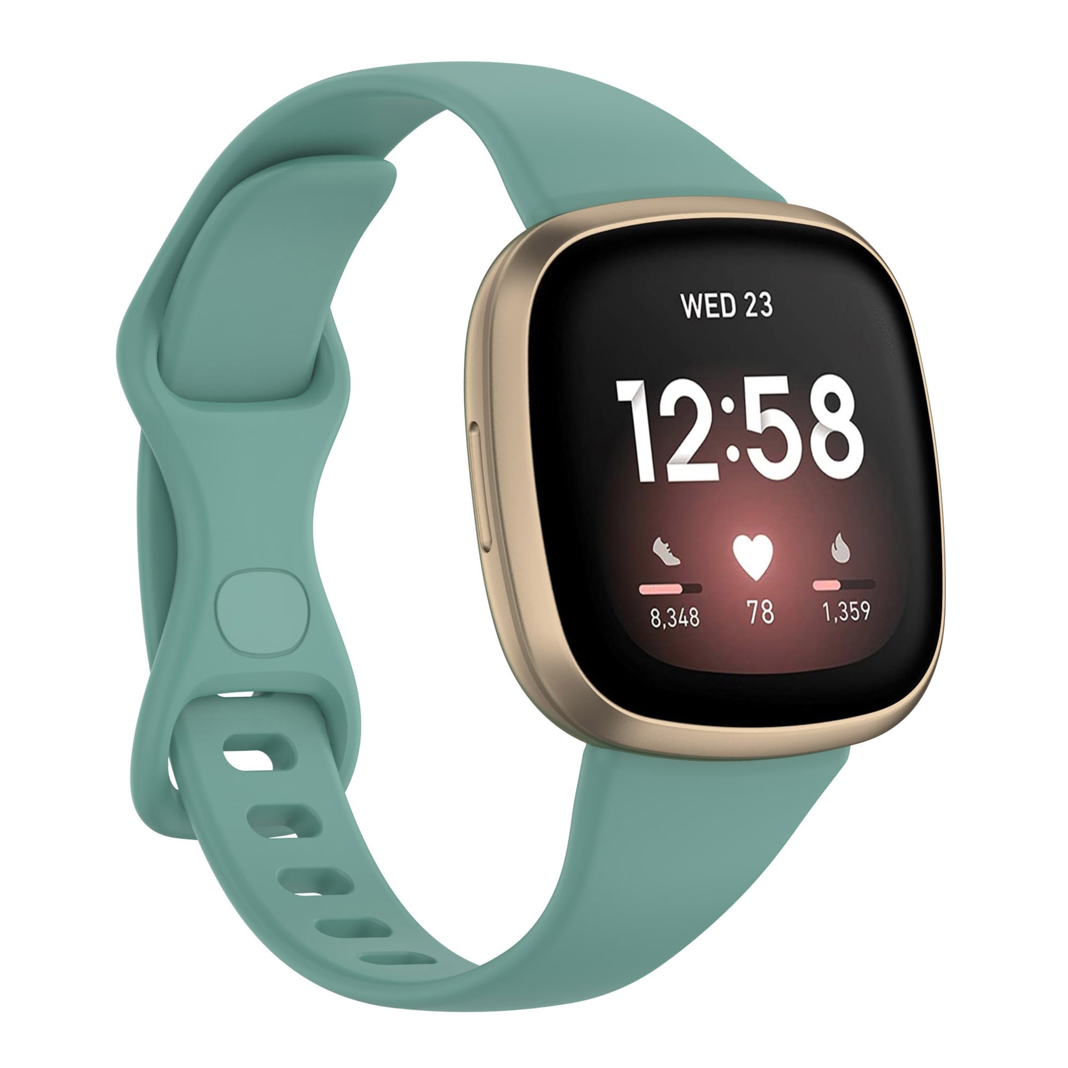 TopPerfekt Slim Strap Compatible with Fitbit Versa 4 Women Men, Adjustable Soft Silicone Sport Replacement Watch Band Wristbands Bracelet for Fitbit Versa 4/Versa 3/Sense/Sense 2 (L-Pine Green)
