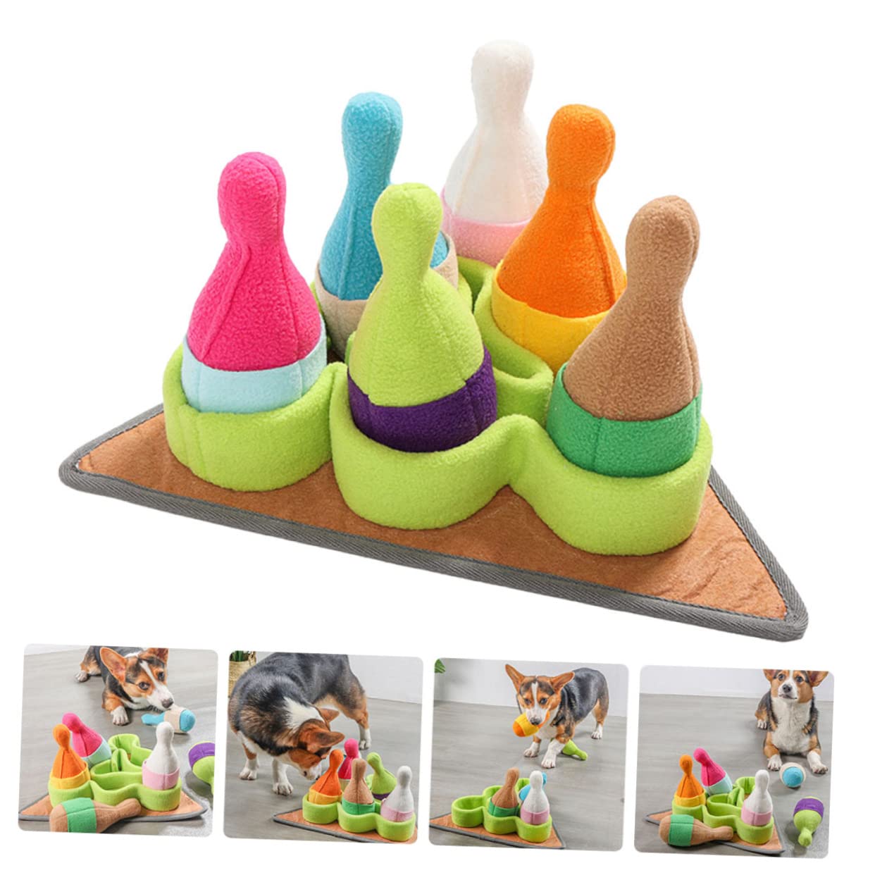 WOONEKY Tappeto Sensoriale in Pile Polare Resistente a Forma di Bowling Cane Giocattolo per Cani per Esercitare L'olfatto e Consumare Energia, per Cuccioli e Animali Domestici