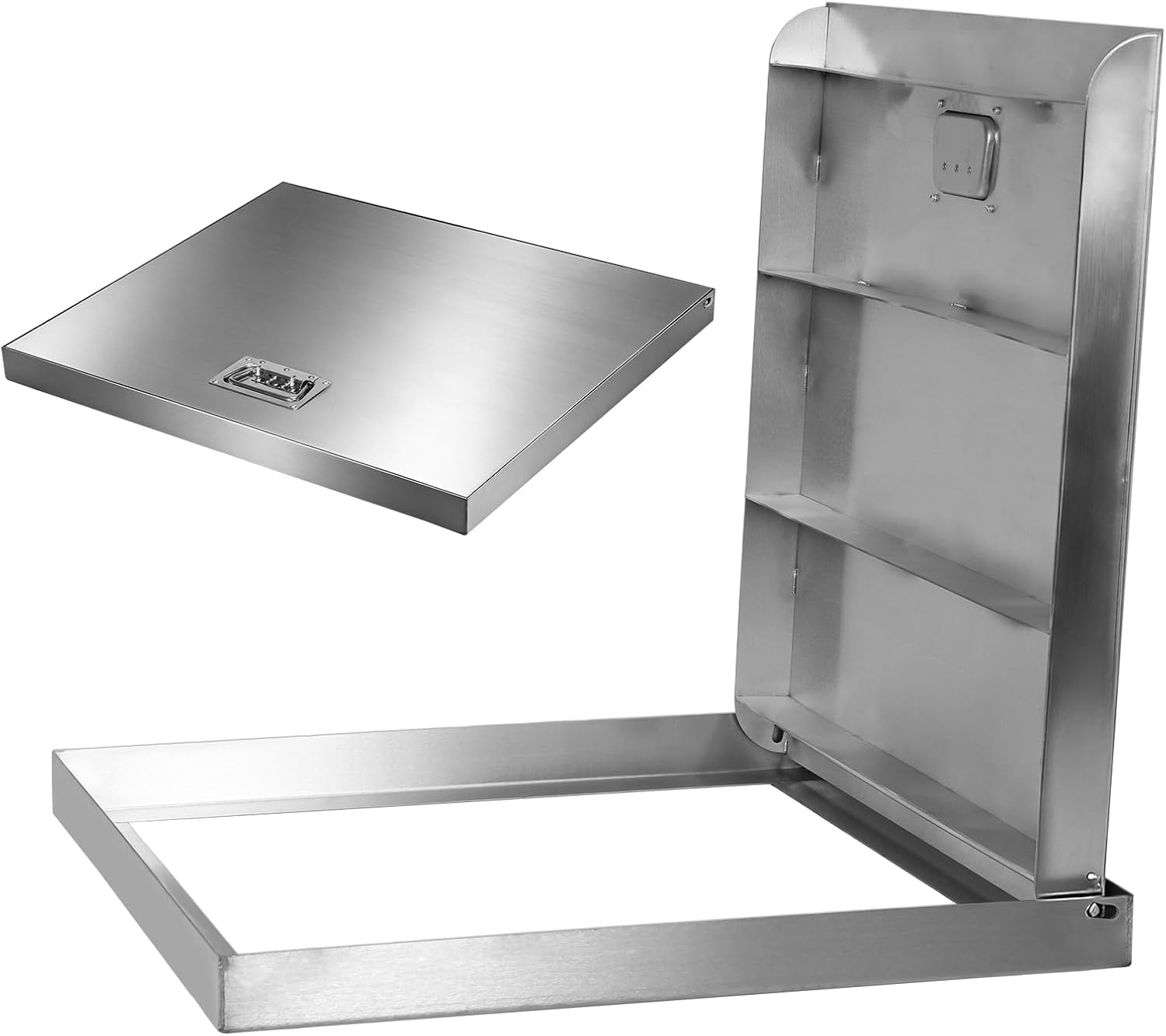 Stainless Steel Rectangular Lift-Off Manhole Cover, 26.97x23.62in Shower Valve Inspection Hatch with Handle, for Cellar, Basement, Patio, Yard & Window Well