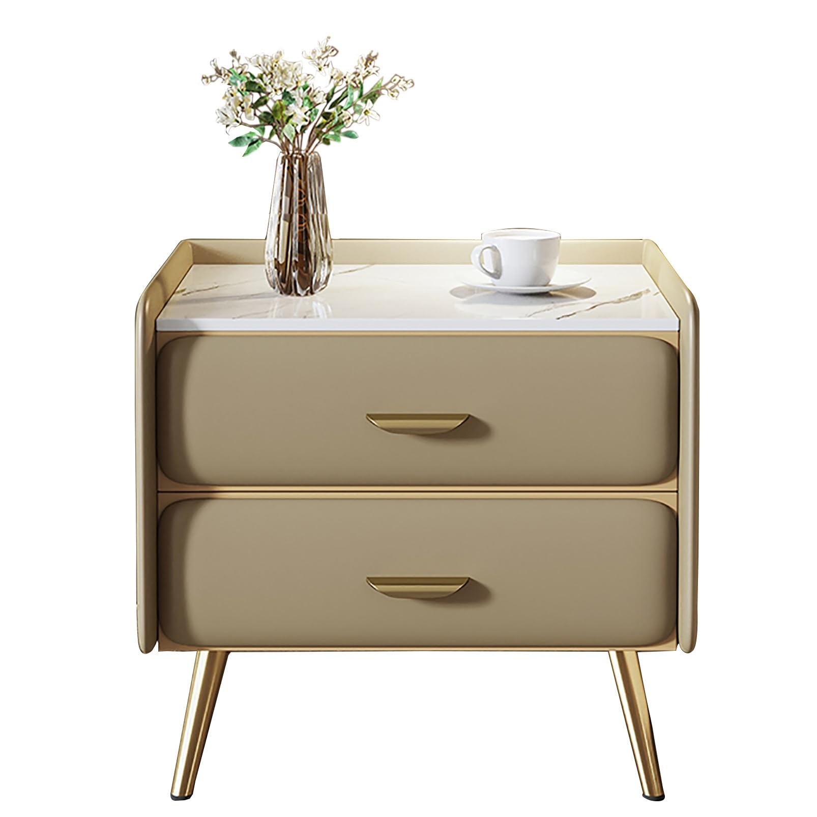 SXZenSpace Compact Nightstand Table Modern Bedside Cabinet with Storage Small End for Bedroom & Living Room Stylish (D 50x40x48cm)