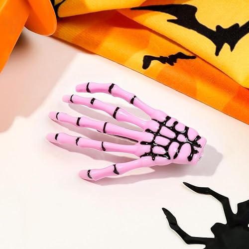 Miniatura 9 de AKOAK 2 pares (4 piezas) clip de pelo de Halloween con garra de mano de esqueleto, accesorios de peinado femenino para niñas (blanco)
