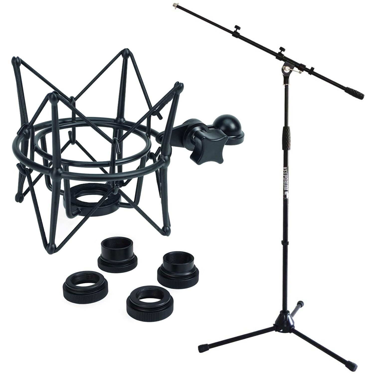 keepdrum MS106 Mikrofonständer mit MS090B Multi-Mikrofonspinne Schwarz