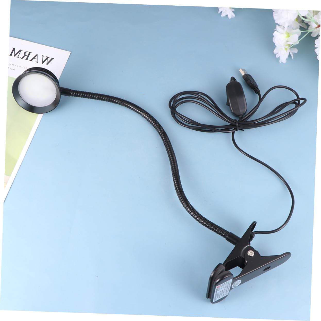 HOMSFOU Lampada da Lettura e Alimentazione USB Clip Nera LED Design Flessibile in Metallo Protezione Occhi Luce Regolabile per Lettura a Letto