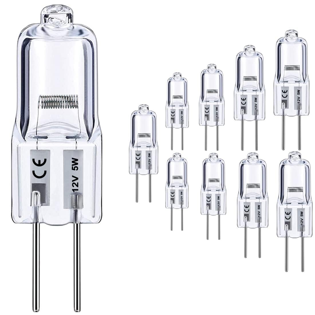 Vinaco G4 12V 5W Halogen Leuchtmittel,10er-Pack Lange Lebensdauer Halogen G4 5W, Glühbirne Dimmbar Warmweiß 2800k, Leuchtmittel 5 Watt für Unterschrank Puck Licht, Kronleuchter…
