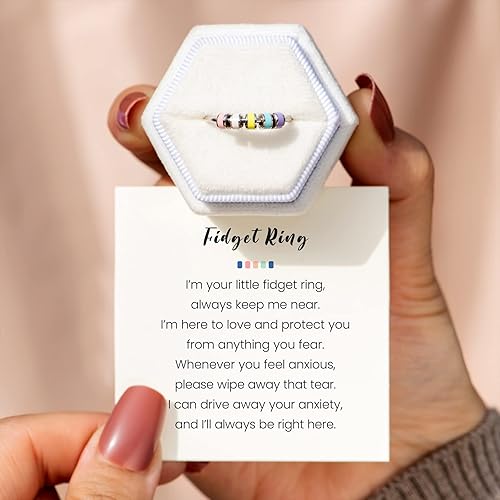Miniatura 4 de STORYJEWELLERY Fidget Rings for Women, Anxiety Ring for Girls, Spinner Ring for Women, Silver Enamel Fidget Rings, Fidget Rings for Anxiety for