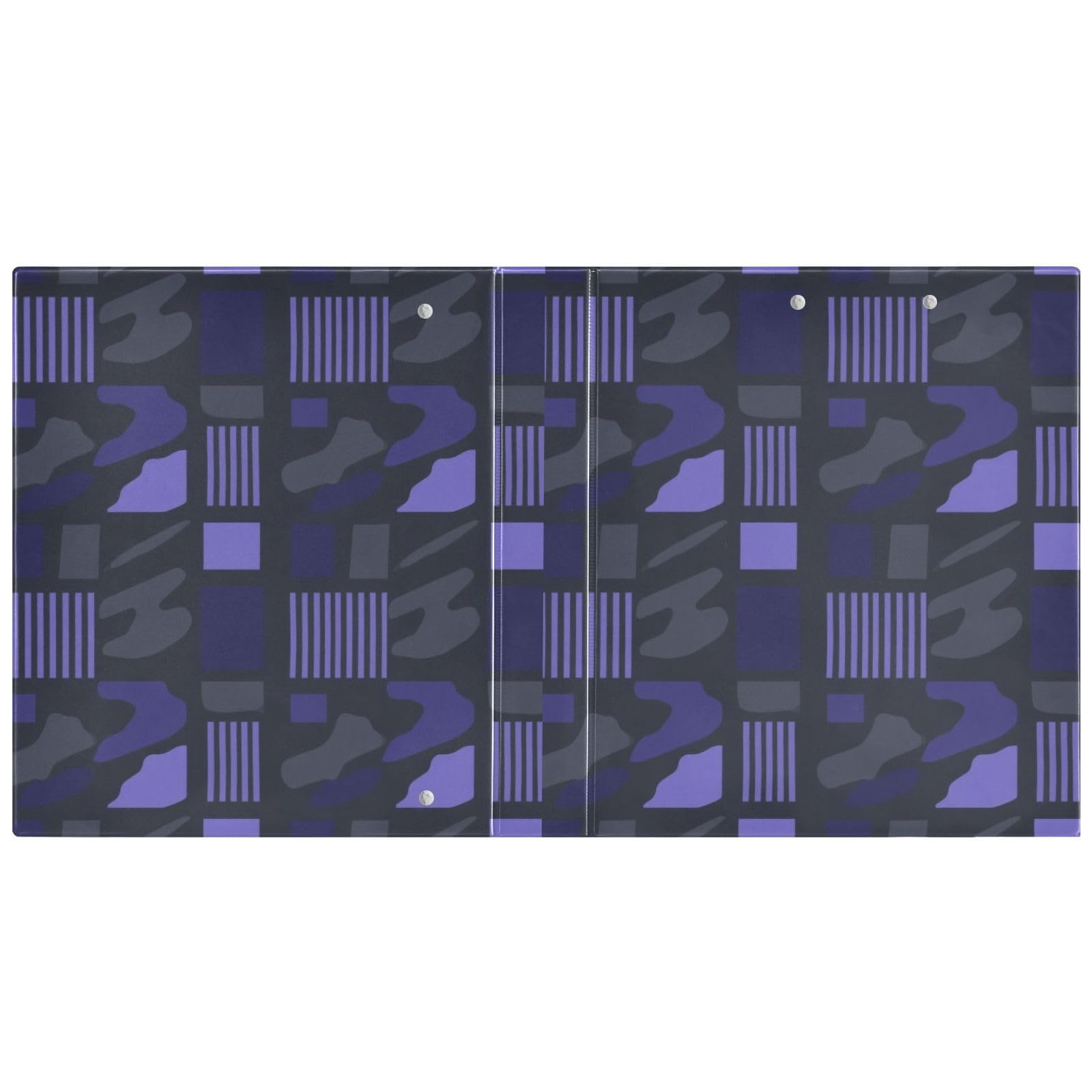 Raccoglitori per quaderni irregolari geometrici neri e blu mimetici da 1 e mezzo pollici, 3 anelli, con copertina tascabile, confezione da 2 raccoglitori da ufficio, 200 fogli