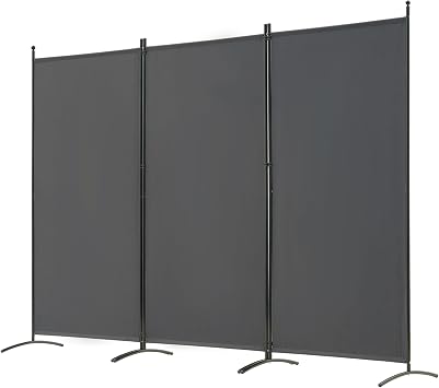Spurgehom 3 Panel Room Divider Folding Partition Privacy Screens | Freestanding Fabric Room Panel Portable Room Partition Wall Dividers for Home Office Restaurant, 102"W X 71"H Grey