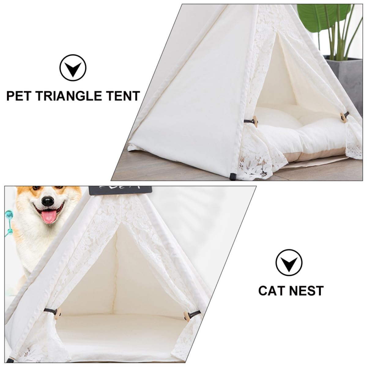 POPETPOP Tente tipi pour chien ou chat portable d'intérieur ou d'extérieur pour animal de compagnie de petite et moyenne taille