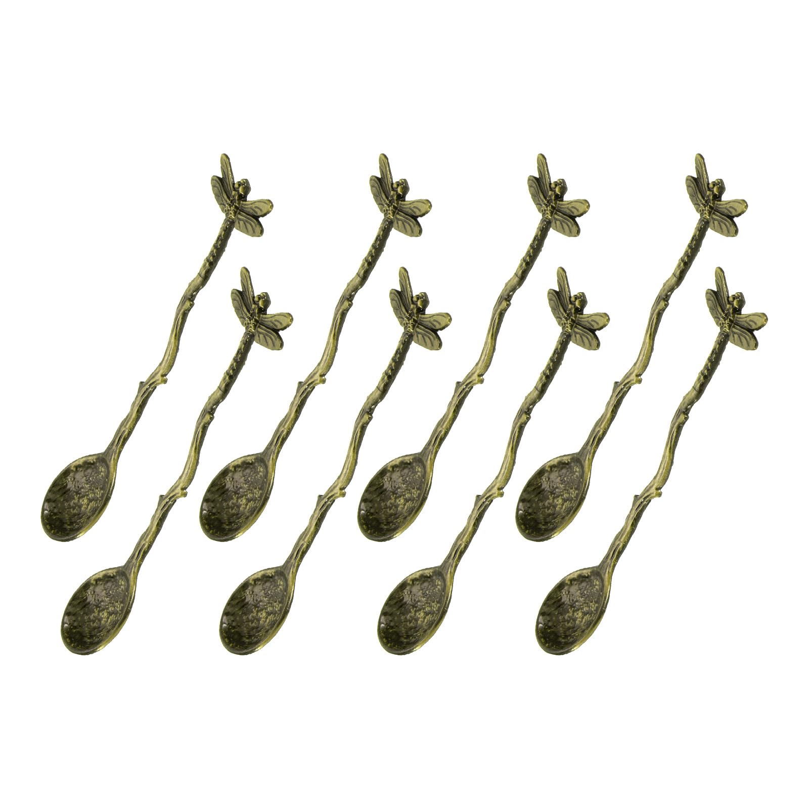 uxcell 8pcs Retro Dragonfly Spoon, 4.3 Inch Coffee Spoon, Stirring Spoon, Tea Spoon, Dessert Spoon, Curve Handle Spoon Kitchen Gadget, Cyan