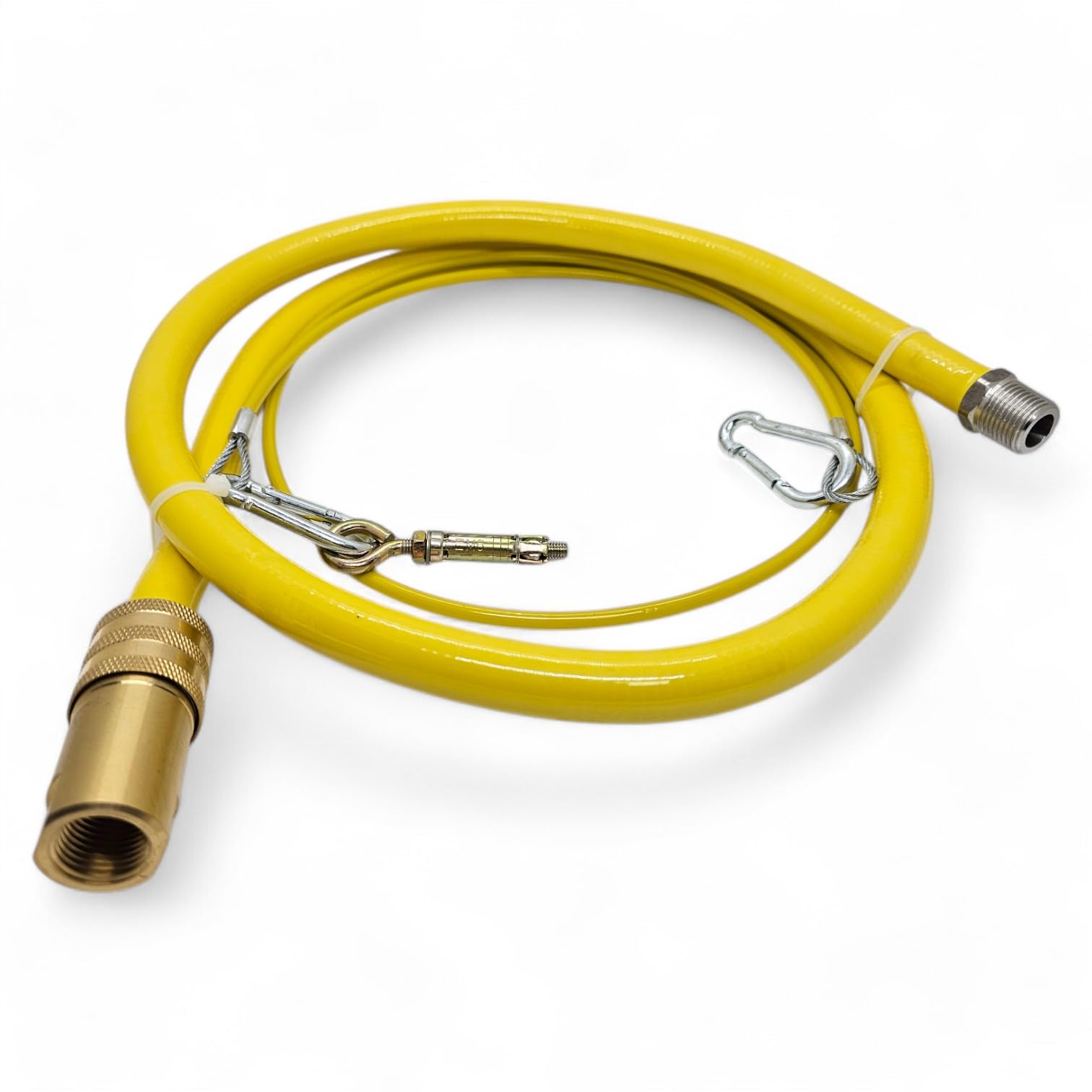 Duraplast Uk Yellow Duraplast Uk™ 1250Mm X 1/2" Cater Hose - Commercial Gas Hose With Quick Release Coupler & Safety Lanyard - Flexible, Durable, And Heat Resistant - Ideal For Professional Kitchens | 1.25M Length