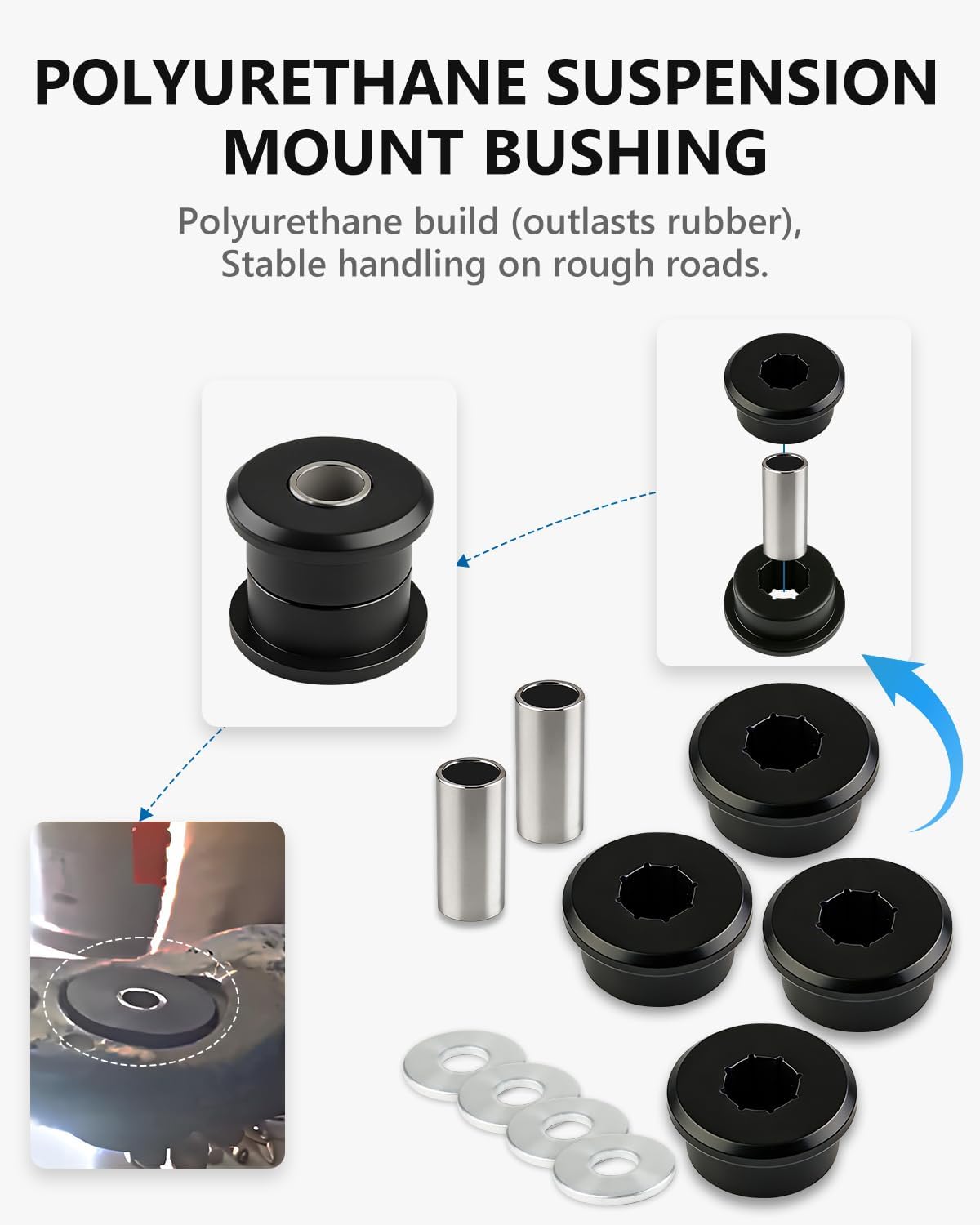 Polyurethane Front Differential Side Mount Bushings Set Kit, Front Differential Side Mount Bushings Kit for 2006-2010 Hummer H3(Black)