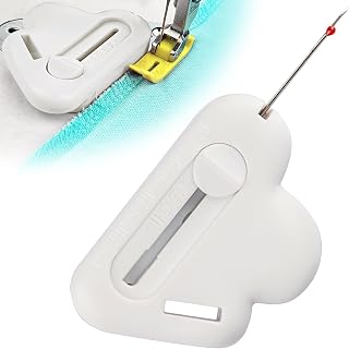 2-in-1 Adjustable Seam Guide with Built-in Seam Ripper, Multifunctional Magnetic Hemmer Seam Guide for Sewing Machine Needle Threader Seam Ripper Thread Stitch Remover Tool (White)