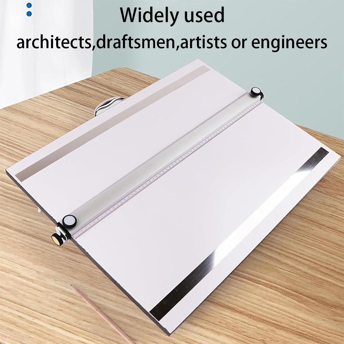 Lavagna da disegno con righello trasparente regolabile e striscia magnetica per carte, 66,8 x 45 cm, serratura regolabile per artisti, architetti, designer, studenti e professionisti