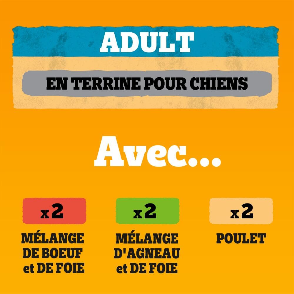 Pedigree Repas pour Chien - Boîtes en terrine pour chien adulte - 3 variétés - 4X(6x400g)