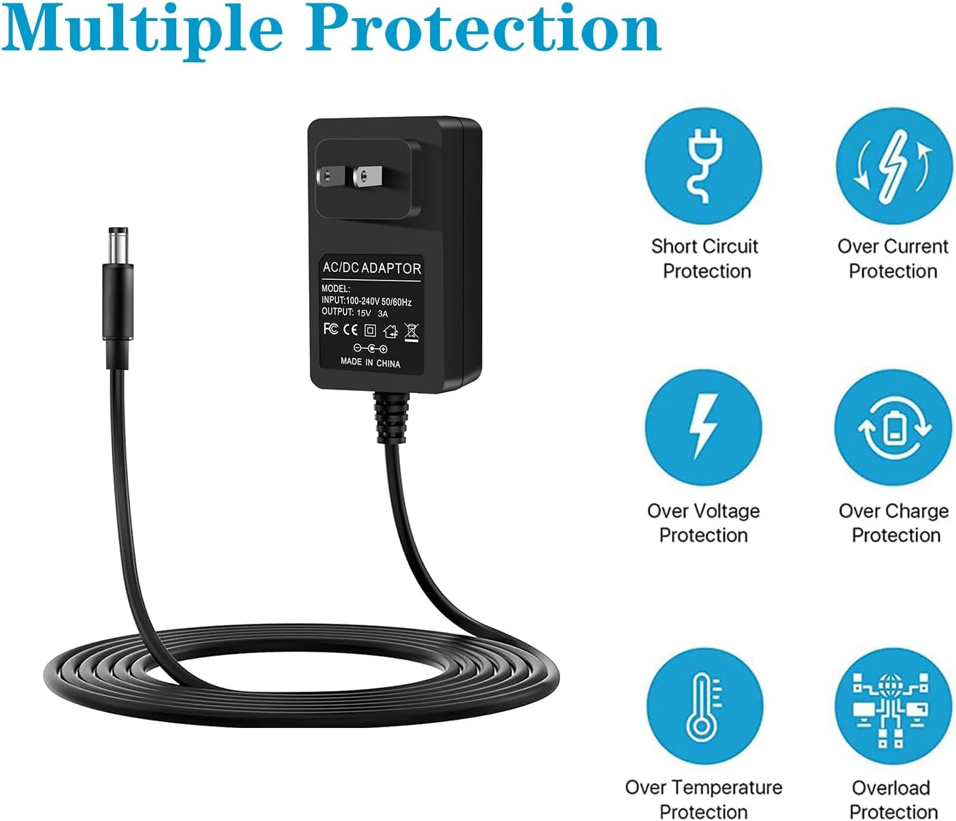 DC15V 3A Speaker Charger for Turtlebox Gen 2 & Gen 3: Loud! Outdoor Portable Bluetooth 5.0 Speaker Power Cord Replacement. - Image 2