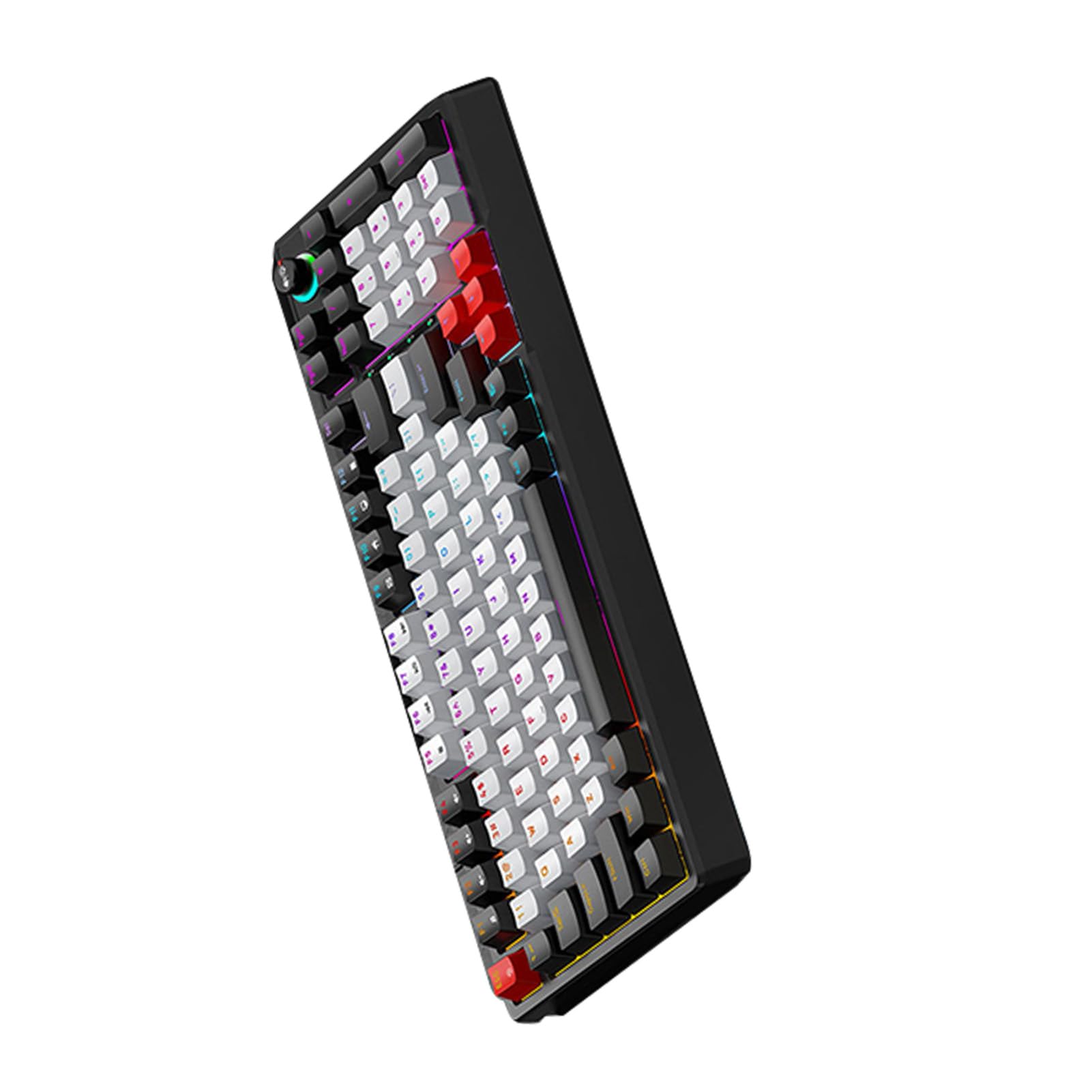 Generic Klawiatura Mechaniczna z Dynamicznym Oświetleniem RGB, Ergonomiczna 98-klawiszowa Klawiatura do Gier z Niebieskim Przełącznikiem z możliwością Wymiany Podczas Pracy do Pisania w Grach