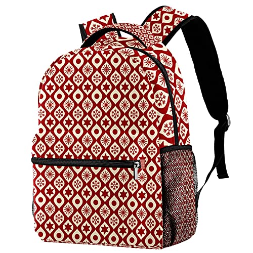 Sac à dos de voyage Noël rouge avec filet gourde ergonomique
