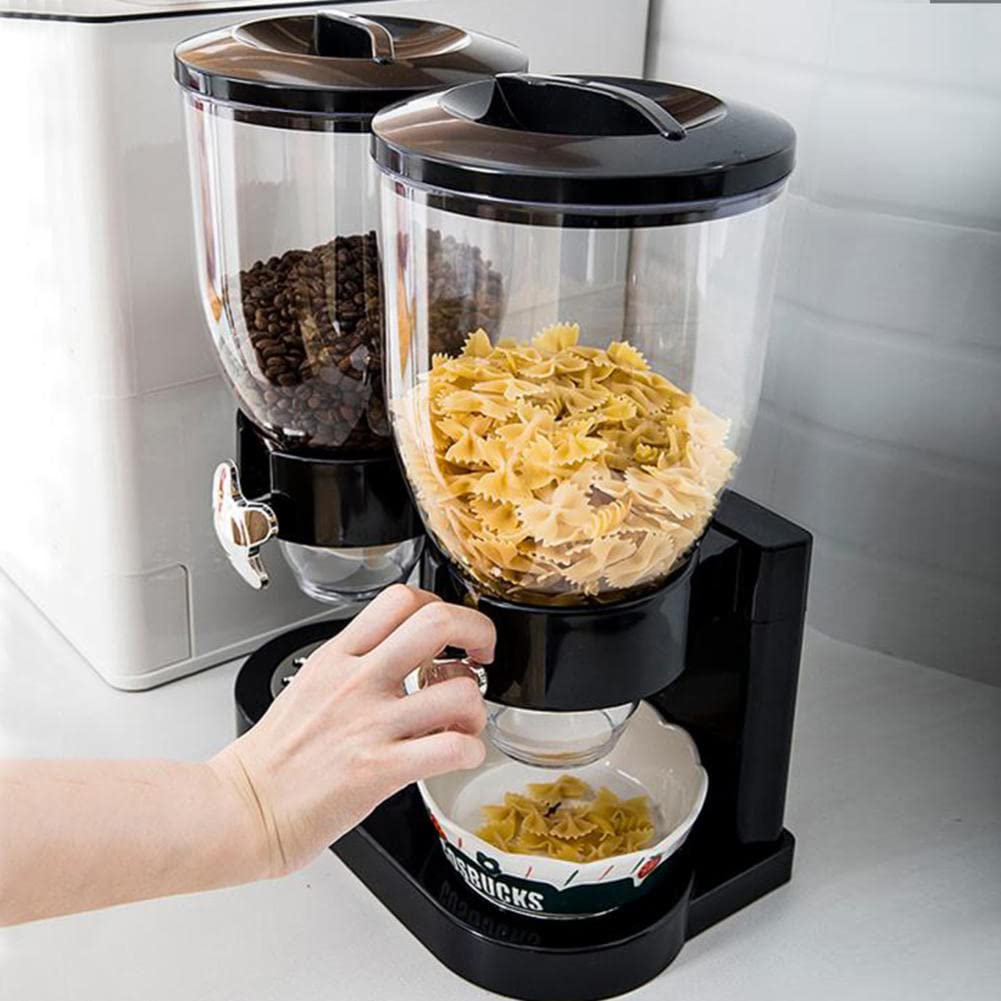 Dispensador de cereales Dispensador de cereales de encimera Dispensador automático de granos Máquina de cereales de doble cubeta Tanque de almacenamiento de avena para el hogar Adecuado para almacen