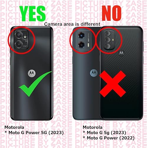 Miniatura 2 de Zase Motorola Moto G Power 5G (2023) - Funda protectora para teléfono, bonita mujer, de piel sintética de alta calidad, con función atril, ranura