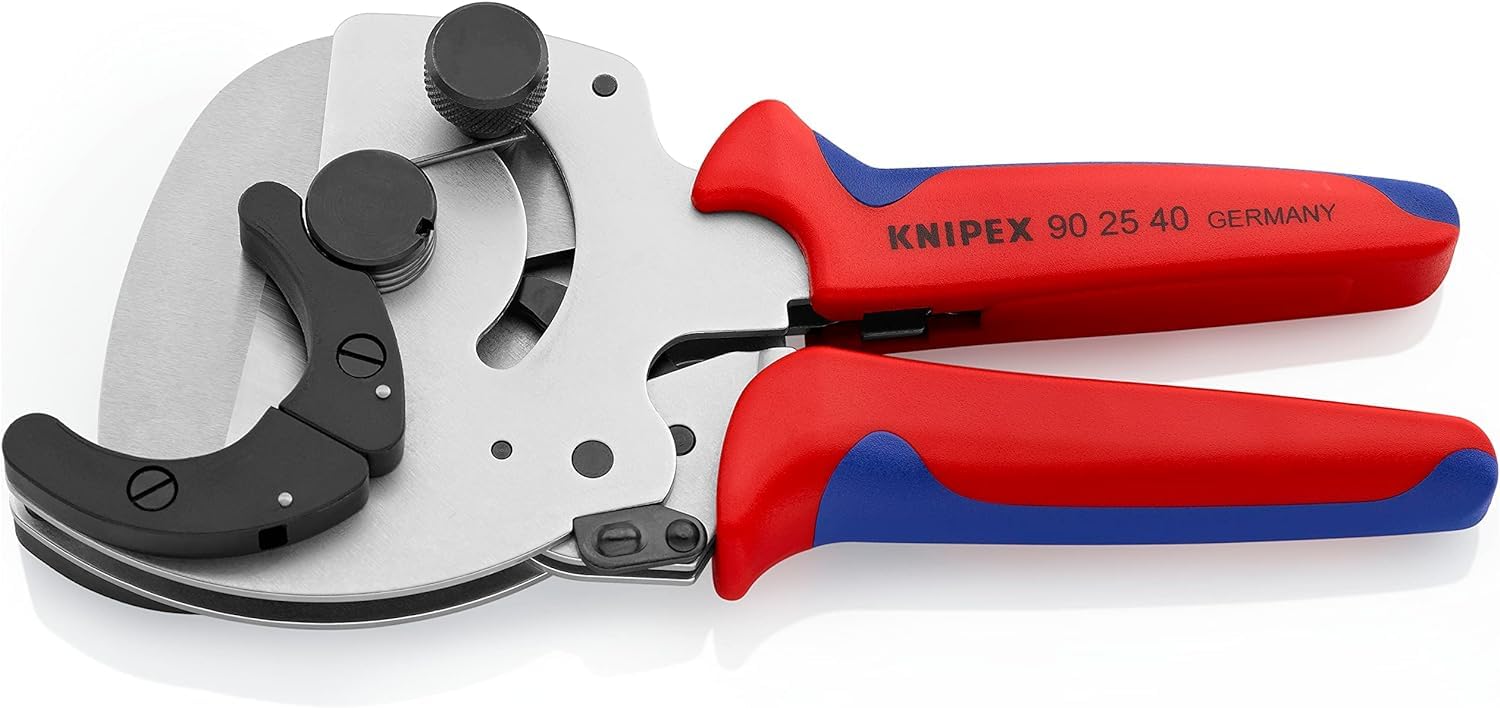 Knipex Coupe-tubes pour tubes multicouche et tubes en plastique chromée avec poignées multimatières 210 mm, 90 25 40 | Coupe tube - Tubes multicouche et plastique - Knipex