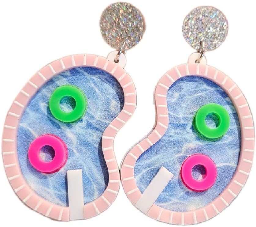 Acrylic Pool Dangle Earrings Bikini Swimming Irregular Earrings Summer Pool Party Earrings for Women