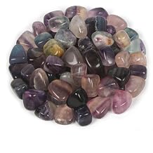 Justinstones 100 Grams Small Rainbow Fluorite Tumbled Stone Specimen Collection Pocket Worry Healing Crystal Home Decorations