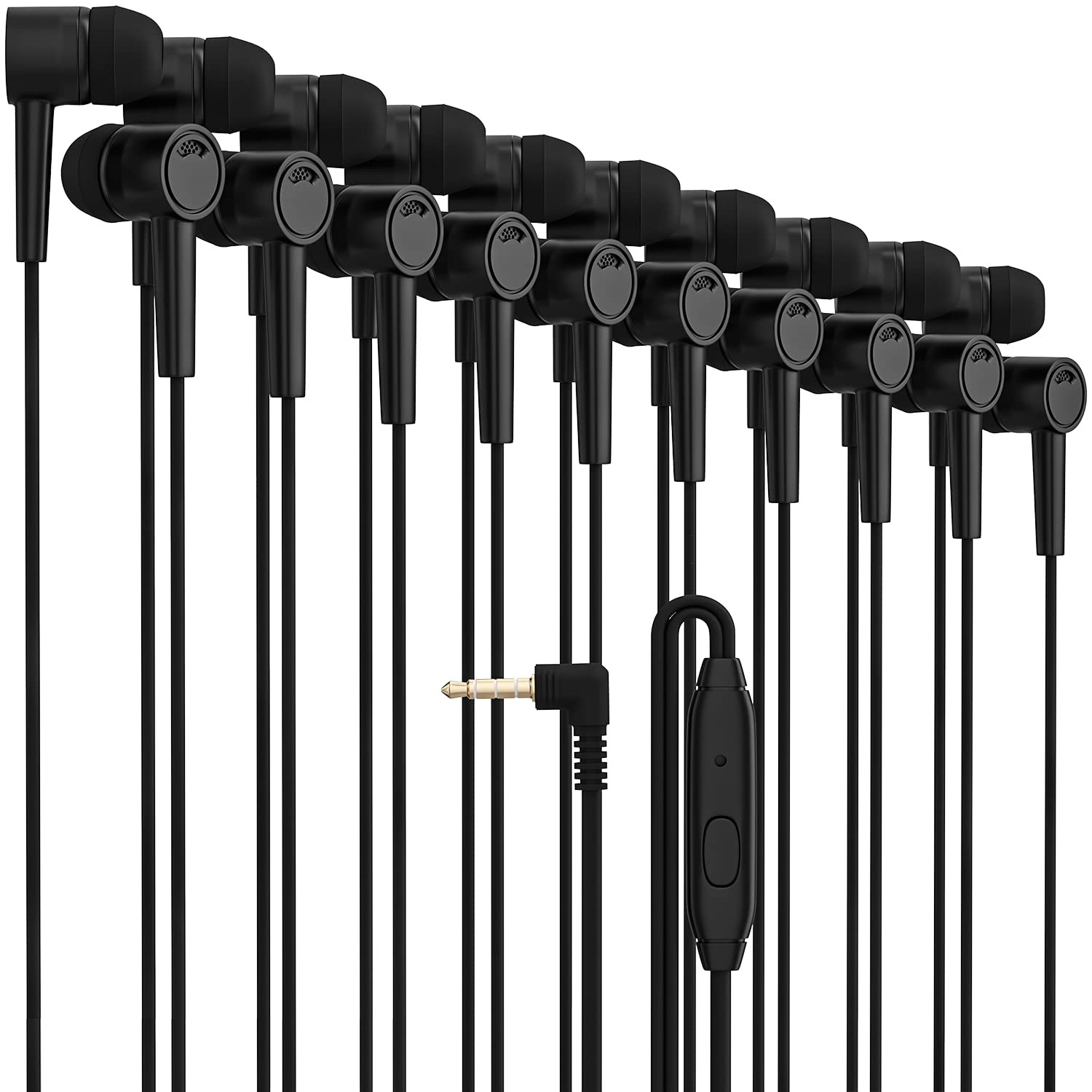 Maeline Bulk Earbuds with Microphone 10 Pack, Classroom Headphones for Students, 3.5mm Wired Earphones for School, Kids, Library, Testing, Chromebook,