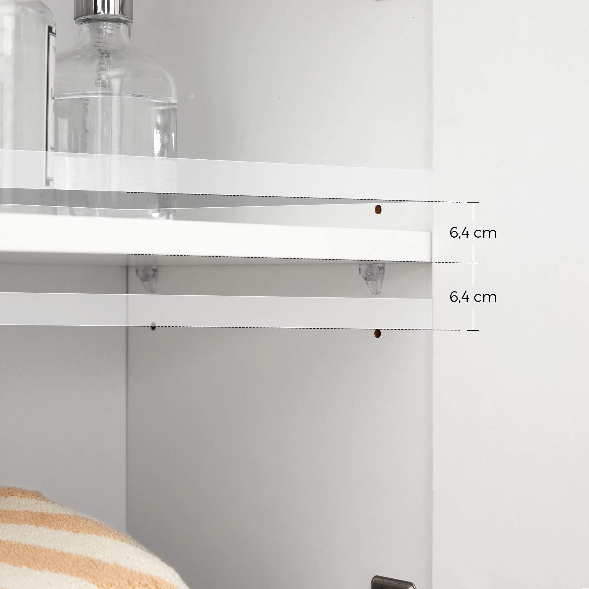 VASAGLE Meuble de Salle de Bain sur Pied, Meuble de Rangement avec tiroir, Armoire à Double Porte, étagère réglable, pour entrée, Couloir, 60 x 30 x 80 cm, Blanc BBK140W01