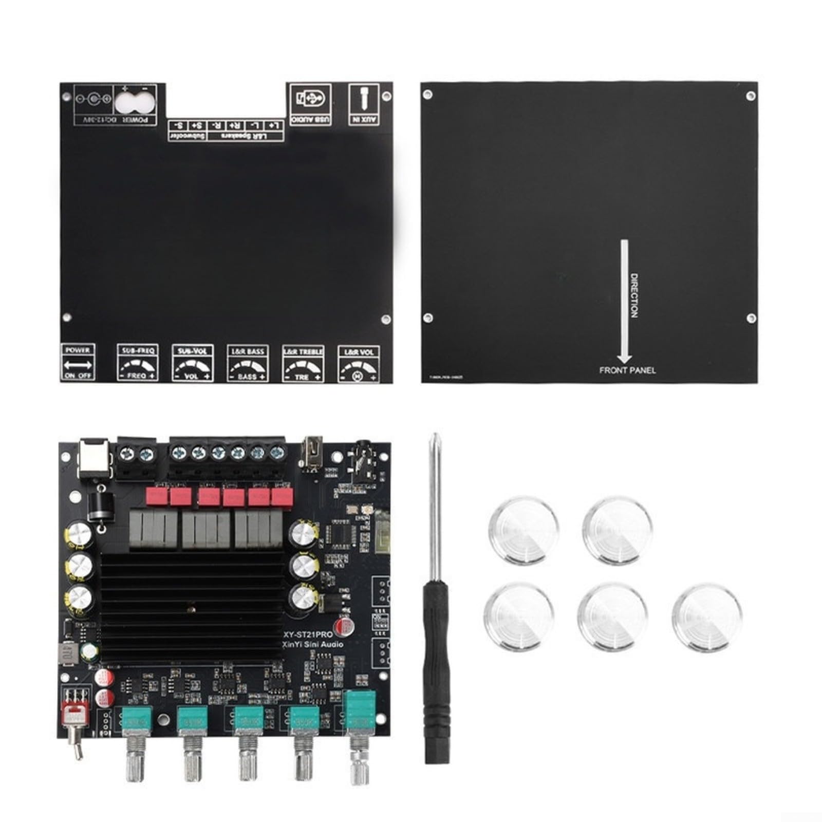Scheda amplificatore a 2.1 canali, TPA3221, 2 x 100 W + 200 W, CC 12-30 V | ST21PRO 2.1 Canale TPA3221 100W x2 + 200W Subwoofer 5.2 AUX USB per Altoparlanti Nero